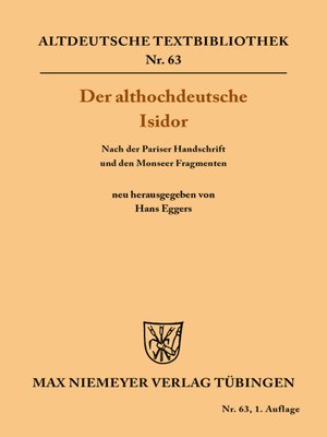cover image of Der althochdeutsche Isidor